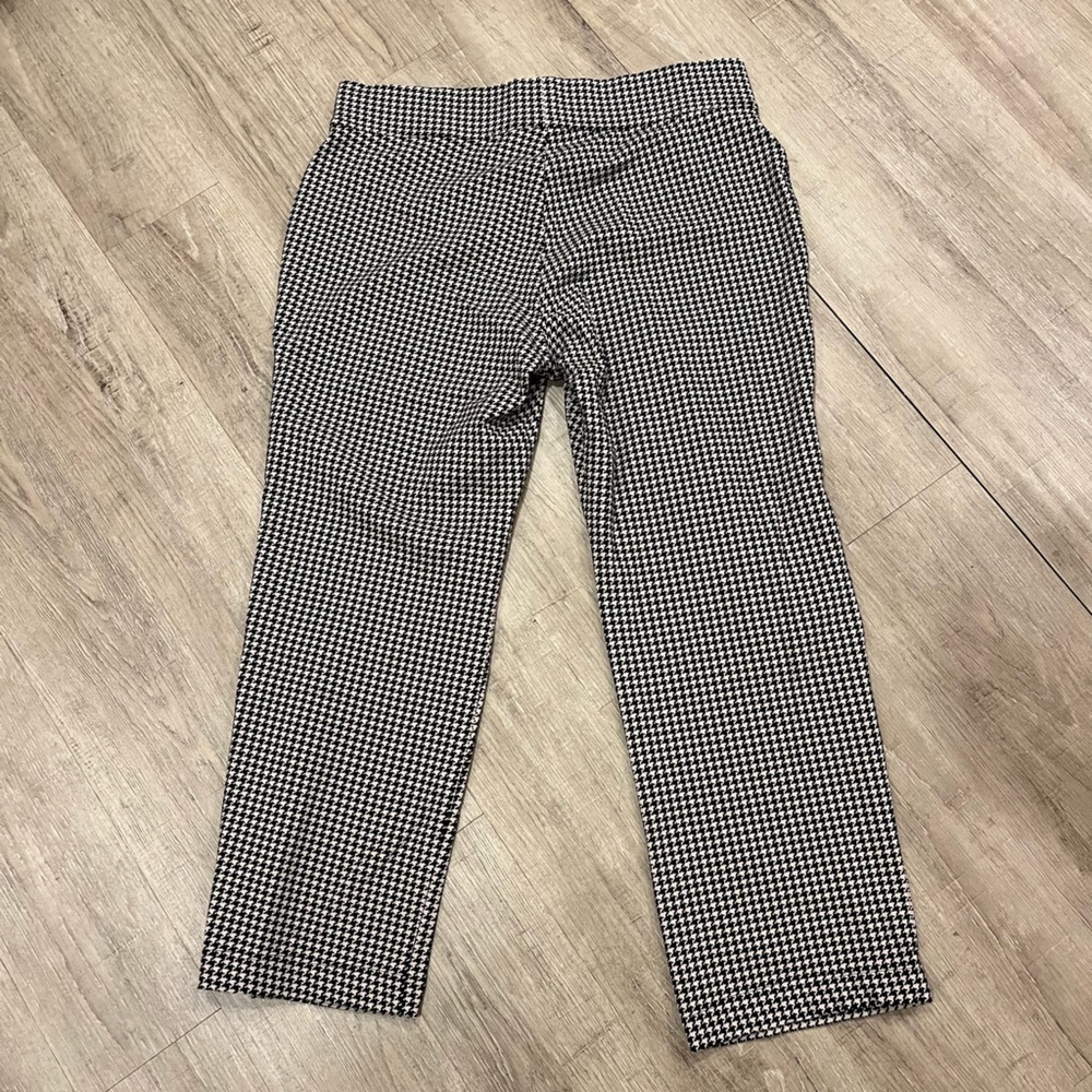 Lands’ End 1X Petite dark Brown & Tan Houndstooth Stretch Pull-On Pants Like New - Picture 9 of 13